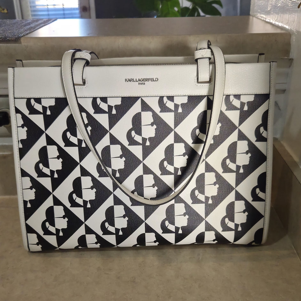 Karl Lagerfeld Black And White Graphic Tote